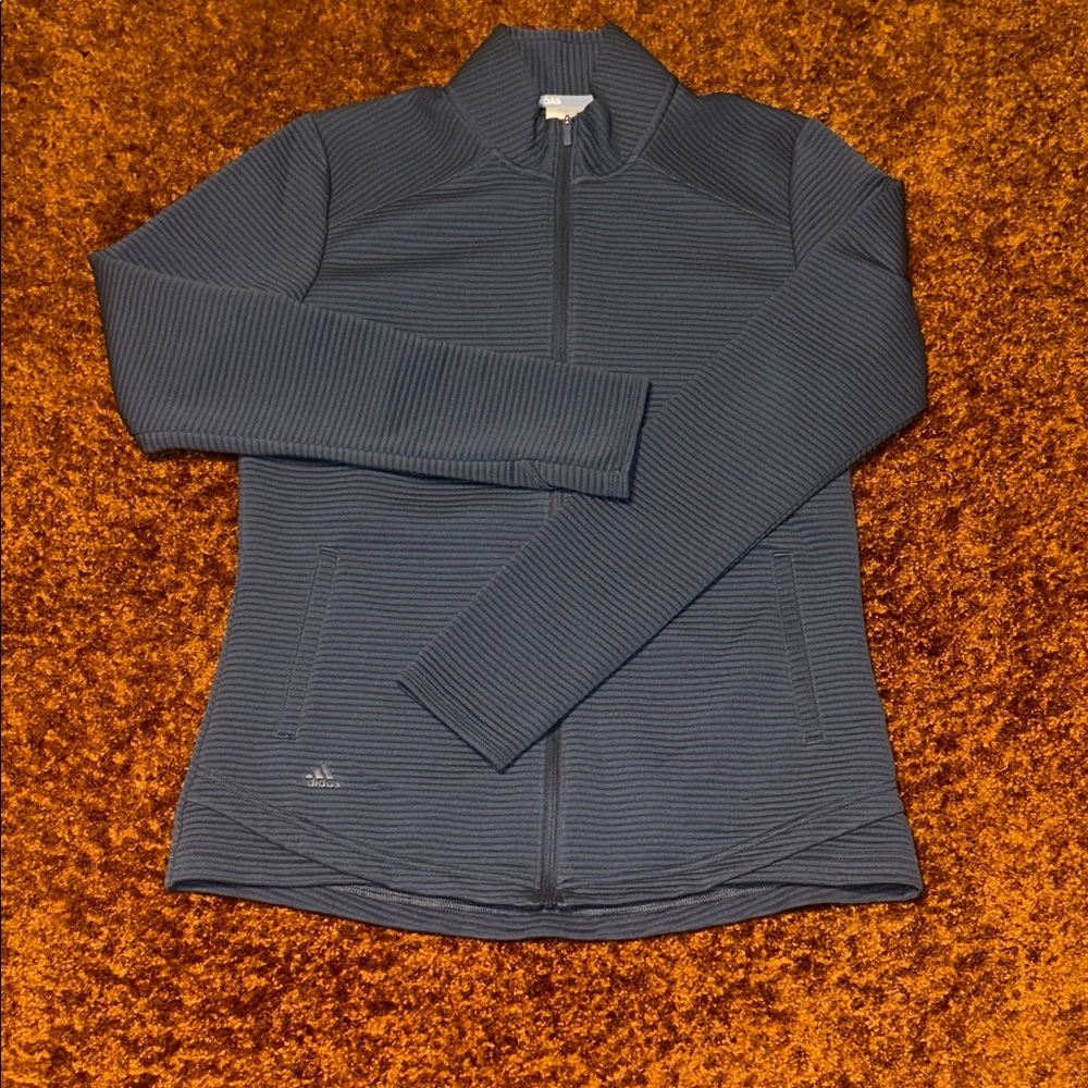 adidas Women's Navy Blue Full-Zip Ribbed Jacket